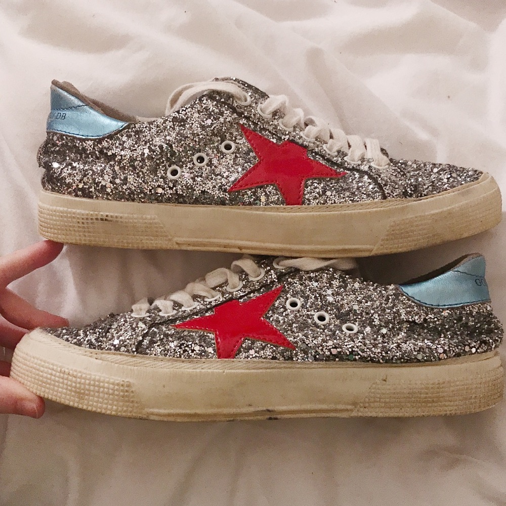 Golden Goose Superstar Sneakers - silver glitter